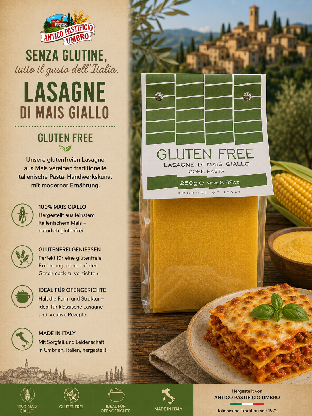 Glutenfrei, Lasagne, Maisgiallo, Pasta, Italienisch