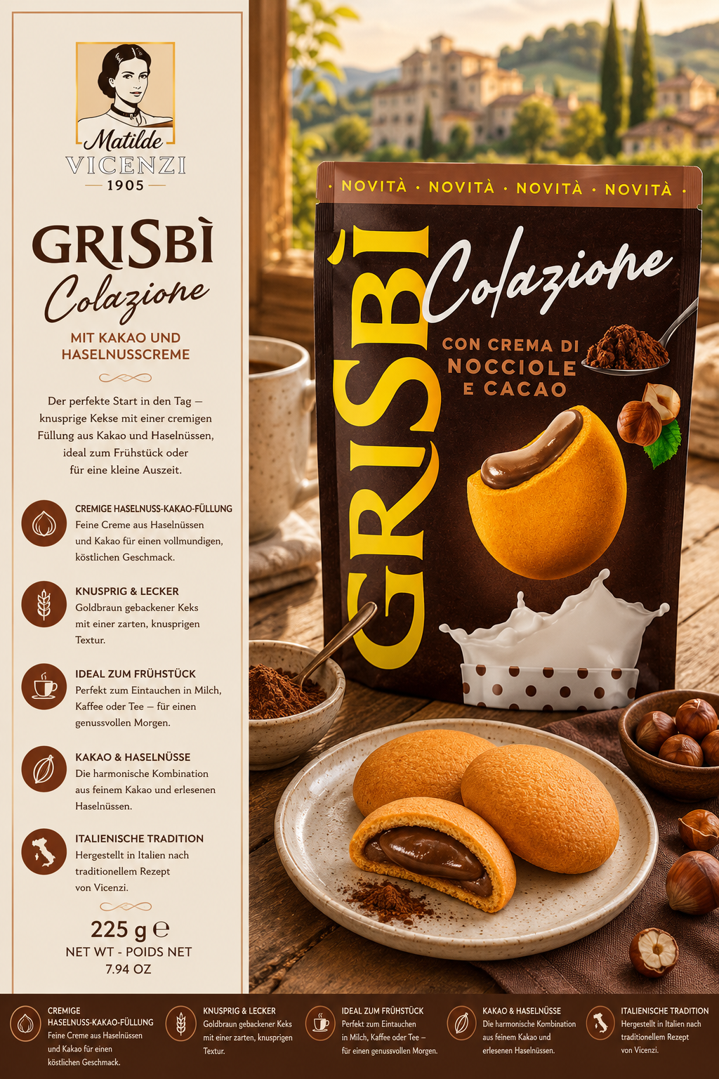 Grisbi, Colazione, Haselnuss, Kakao, Keks