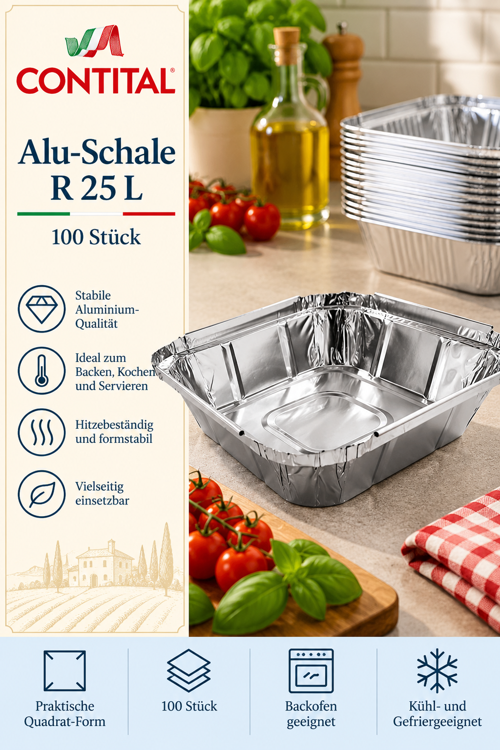 Alu-Form, Alu-Schale, Kuchenform, Backform, Blechbehälter