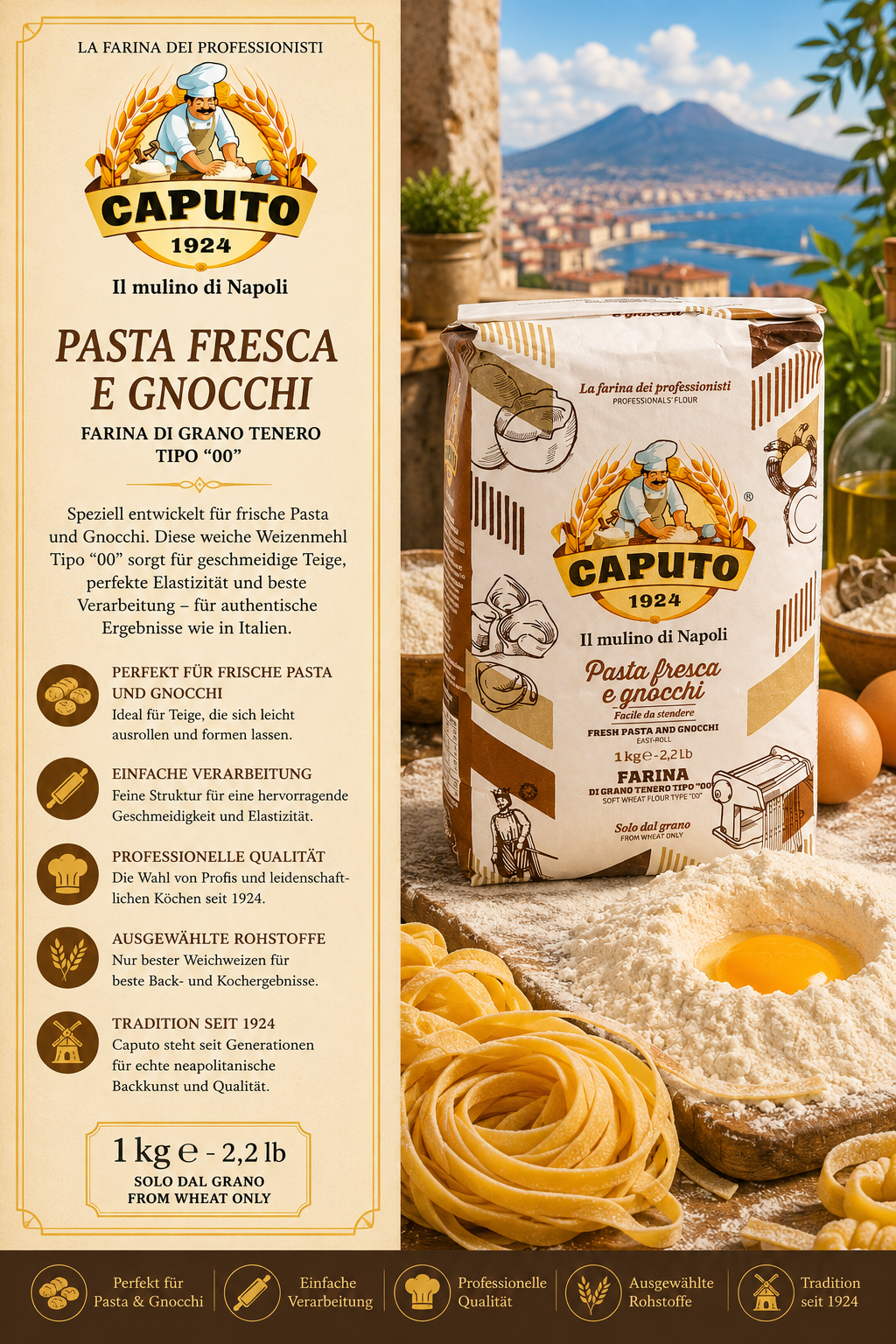 Pasta, Pasta Fresca, Gnocchi, Mehl, 1 kg