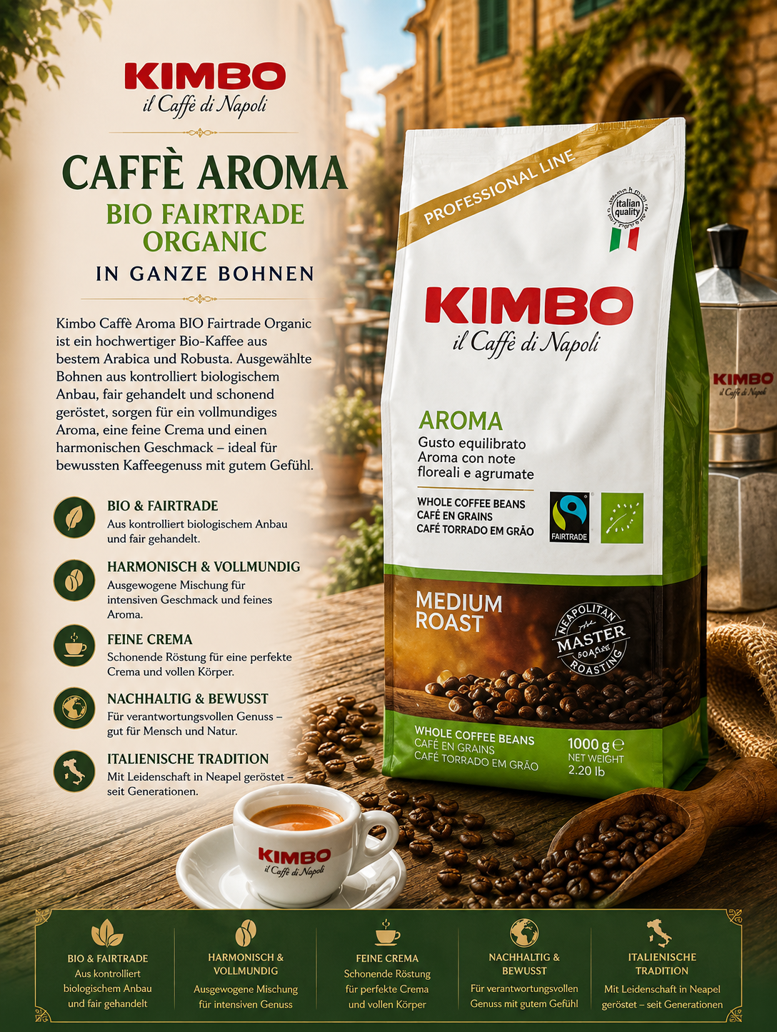 Kaffee, Kaffee Bohnen, Bio, Fairtrade, Medium Roast
