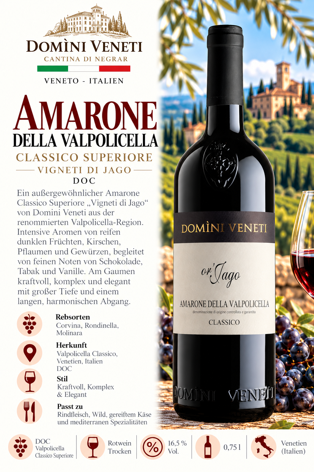 Wein, Rotwein, Amarone, Valpolicella, Flasche