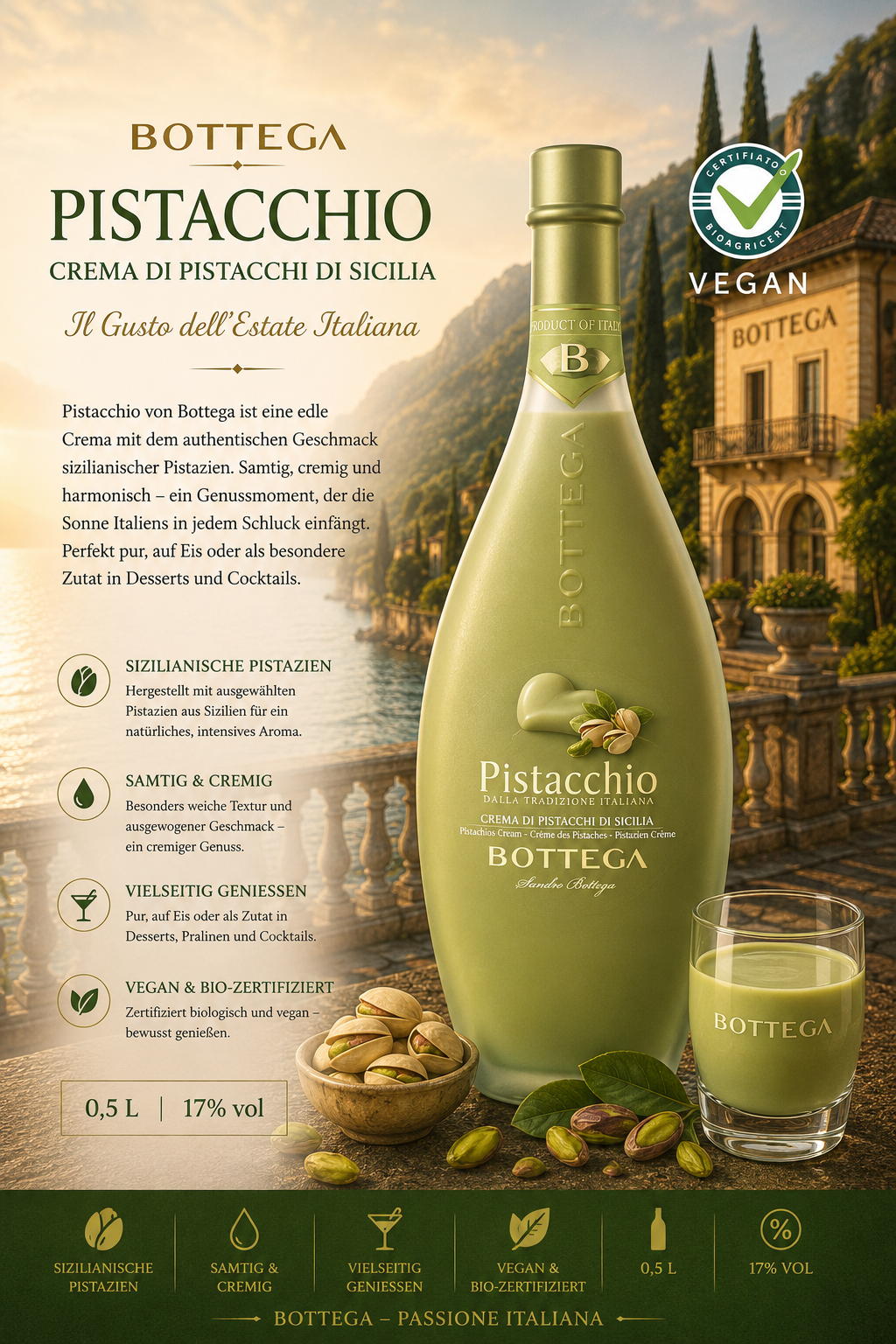 Pistaziencreme, Pistazien, Sicilia, Vegan, Bottega