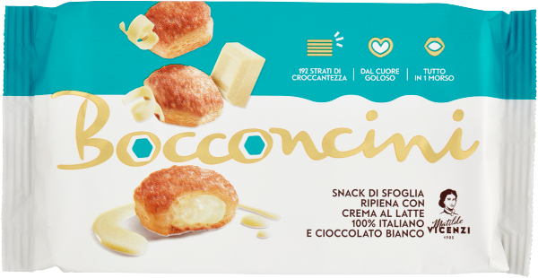 Blätterteiggebäck Bocconcini mit Milchcremefüllung 100g | Vicenzi