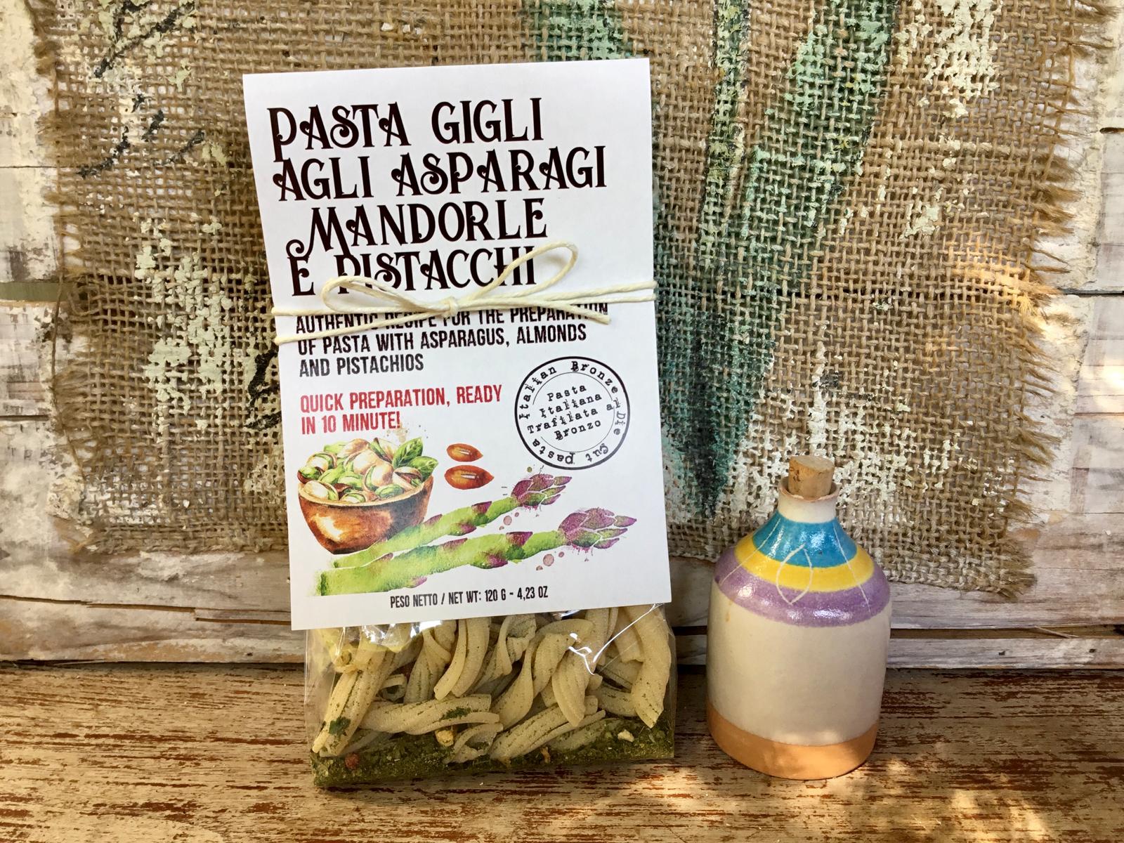Pasta mit Spargel, Pistazien gewürzt 120g /Artigiani dei Sapori