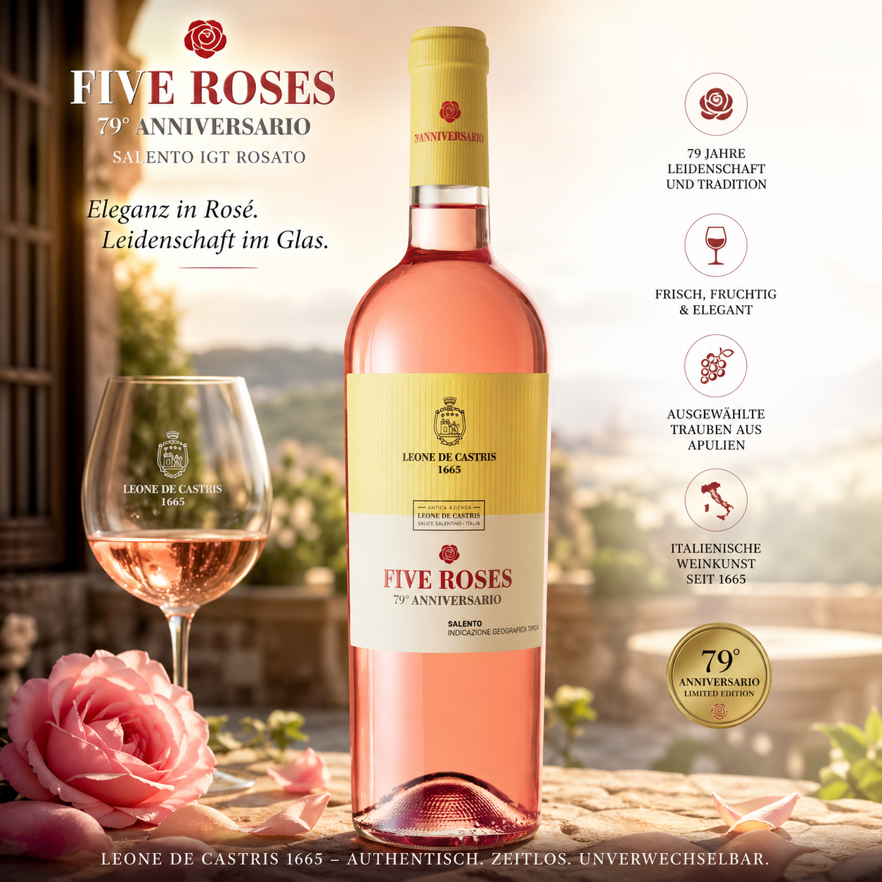 Rosé, Weinflasche, Roséwein, Goldes Etikett, Weinglas