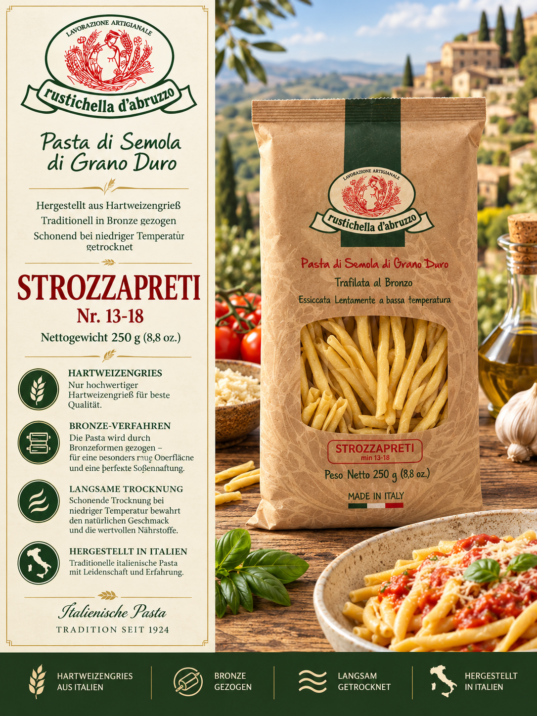 Pasta, Penne, Hartweizen, Italienische Pasta, Strozzapreti
