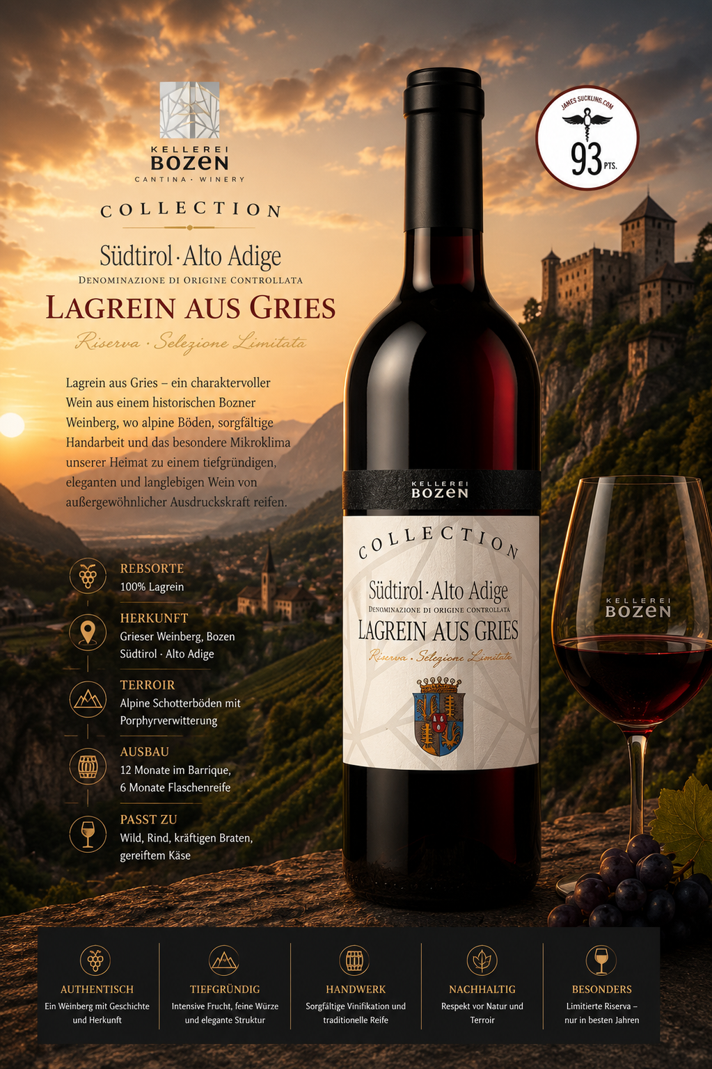 Wein, Rotwein, Lagrein, Alto Adige, Flasche