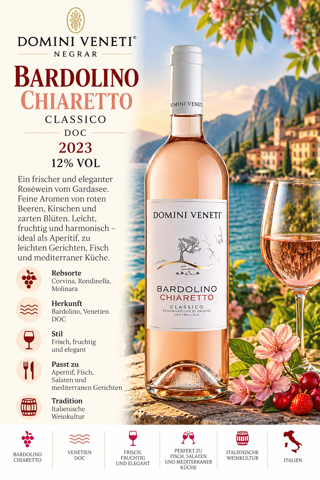 Weißwein, Rosé, Bardolino Chiaretto, Italienische Weinkultur, Roséwein