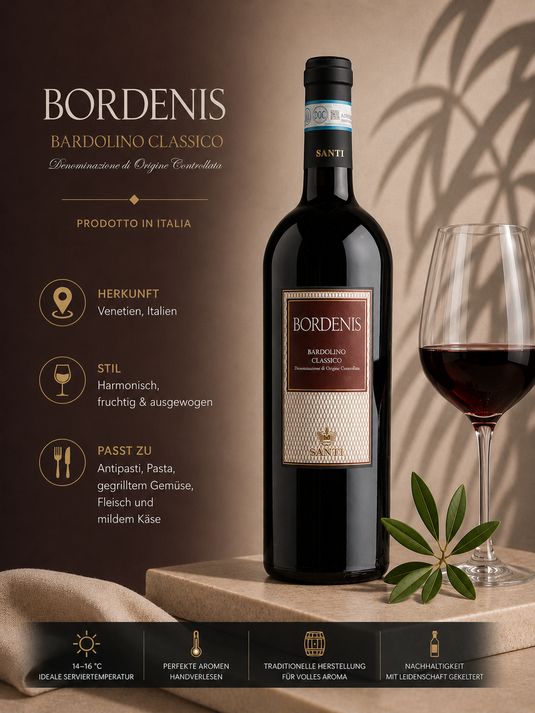 Wein, Rotwein, Bordeaux, Bordolino Classico, Italienischer Wein