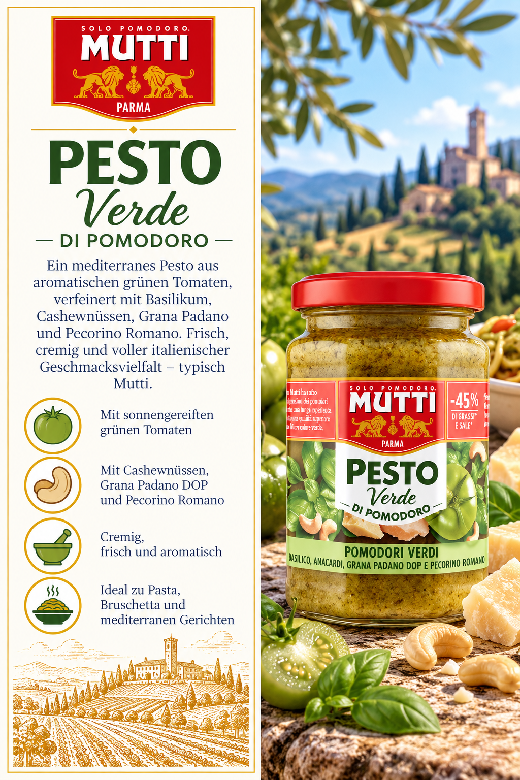 Pesto, Verde, Tomatensauce, Glas, Rundum-Visual