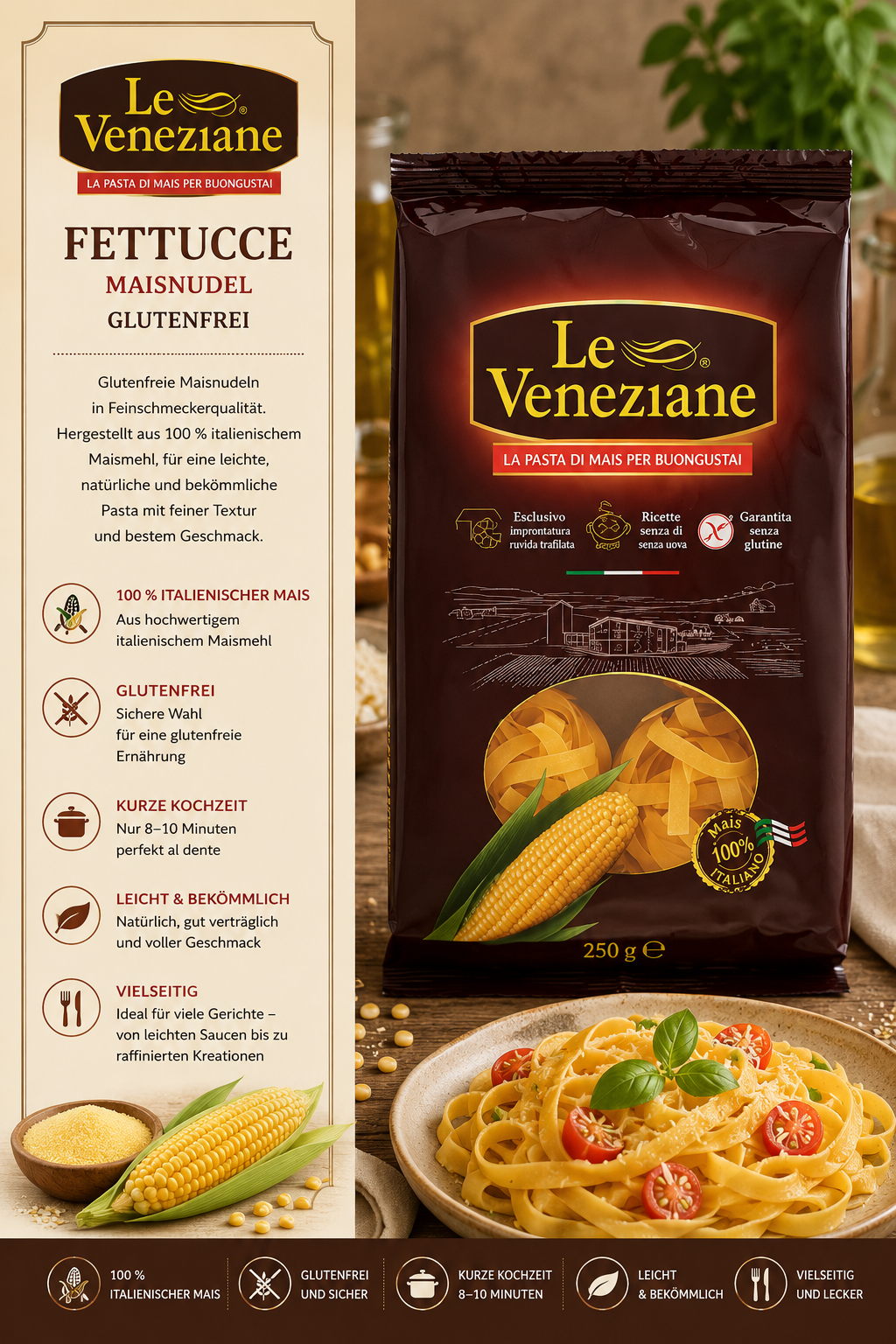 glutenfrei, mais, pasta, fettuccine, italienischer mais