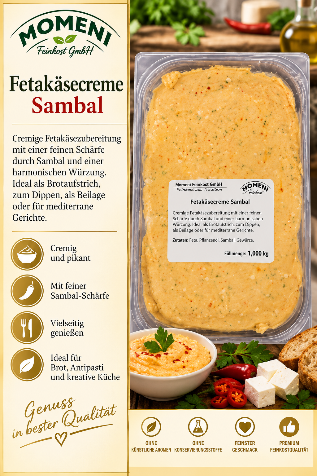 Fetakäsecreme, Sambal, Creme, Käseaufstrich, Pastete