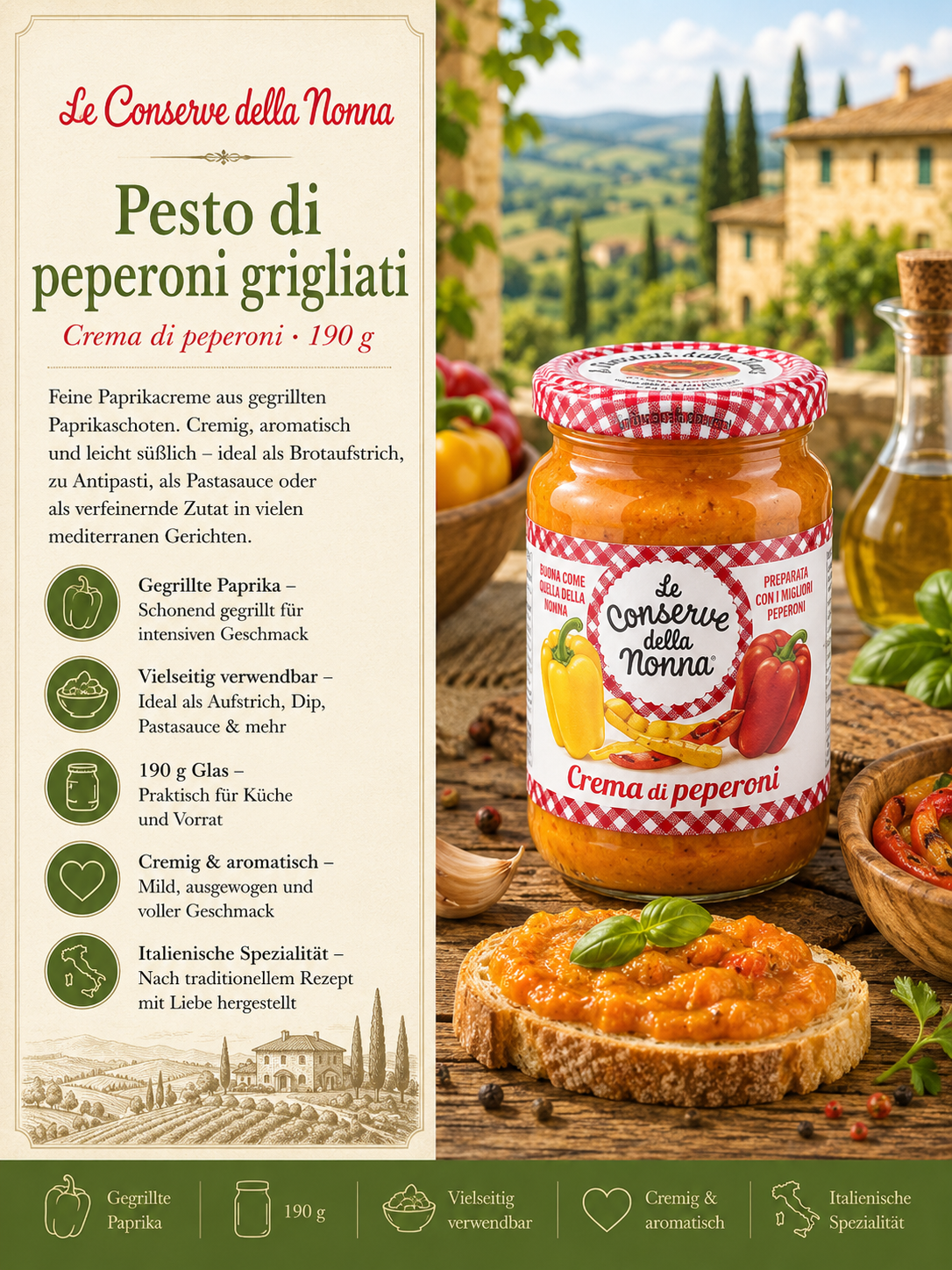 Pesto, Paprikapesto, Glas, Glasierte Gläser, Brotaufstrich