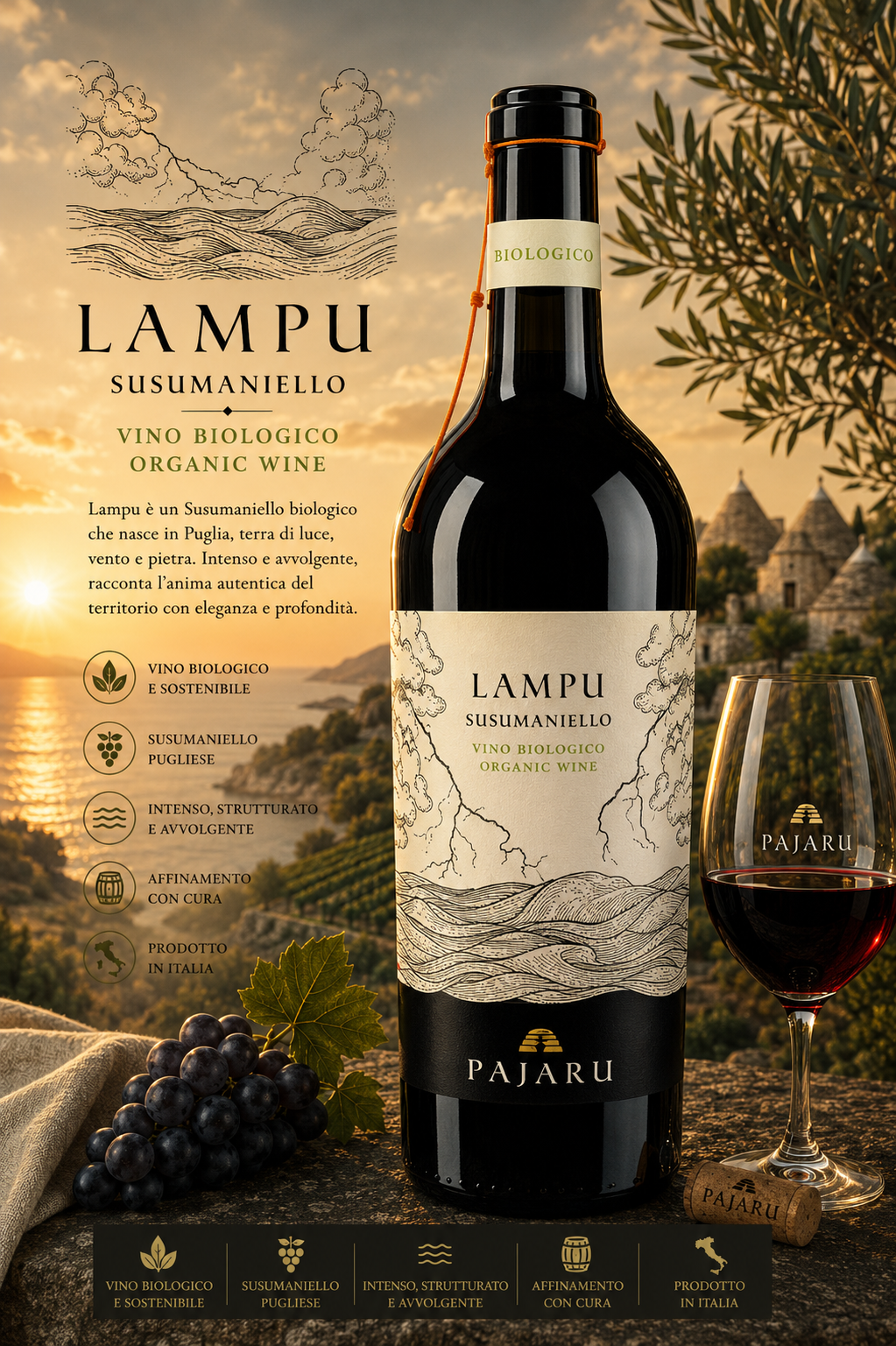 bio-organic, rotwein, flasche, glas, trauben