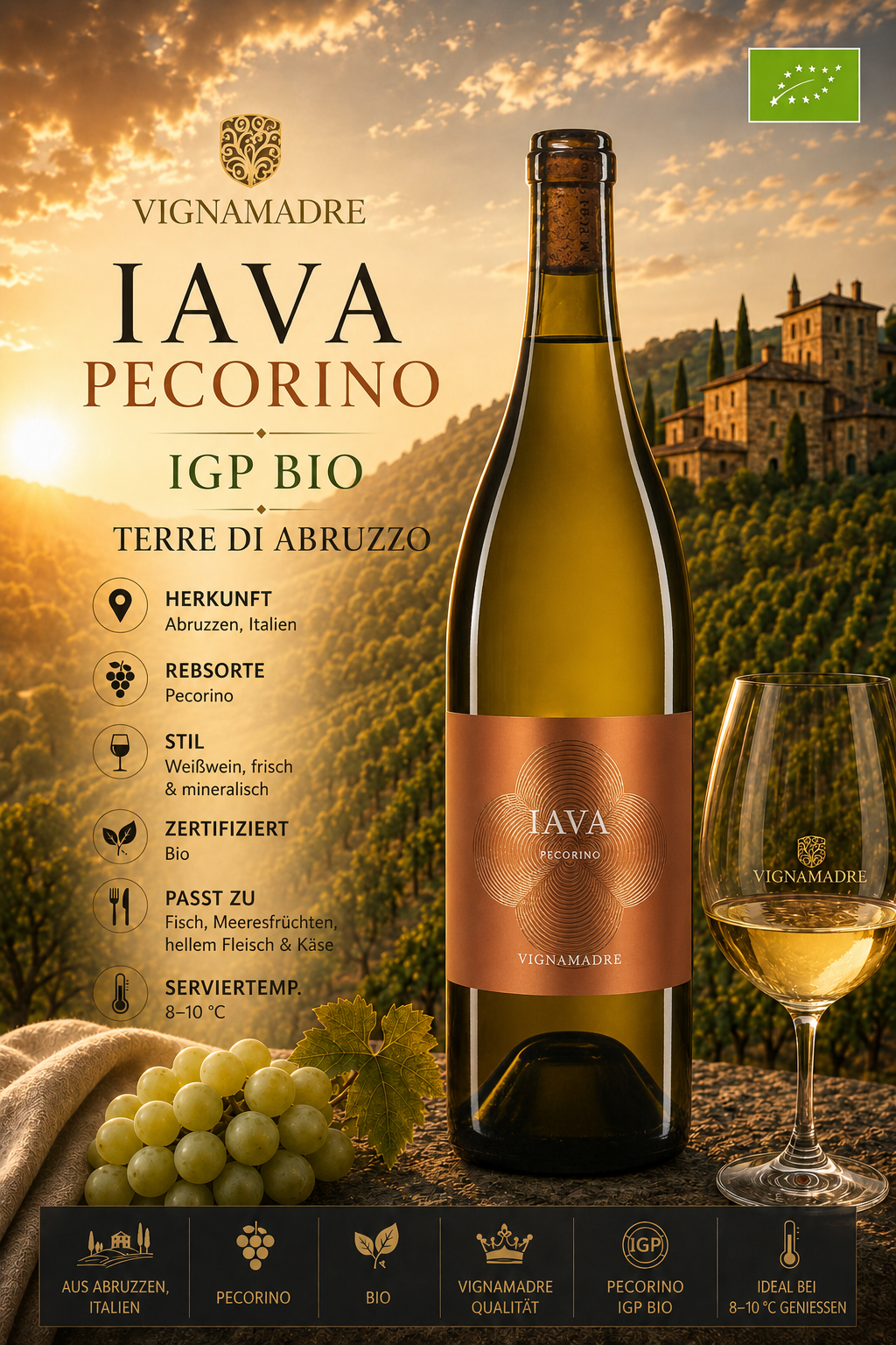 Weißwein, Pecorino, Bio, IGP, Terre di Abruzzo