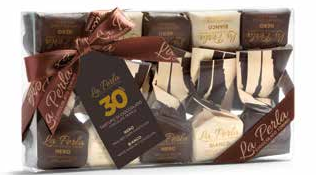 Schokoladentrüffel schwarz/weiß 30 Anni 145g  | La Perla