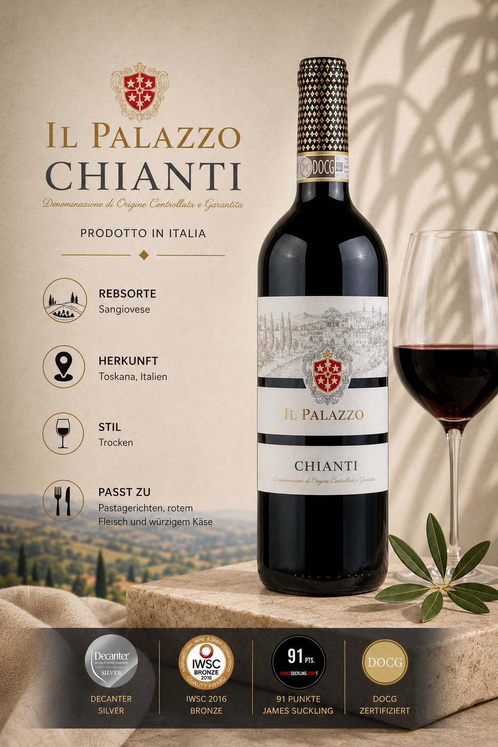 Wein, Chianti, Rotwein, Flasche, Etikett