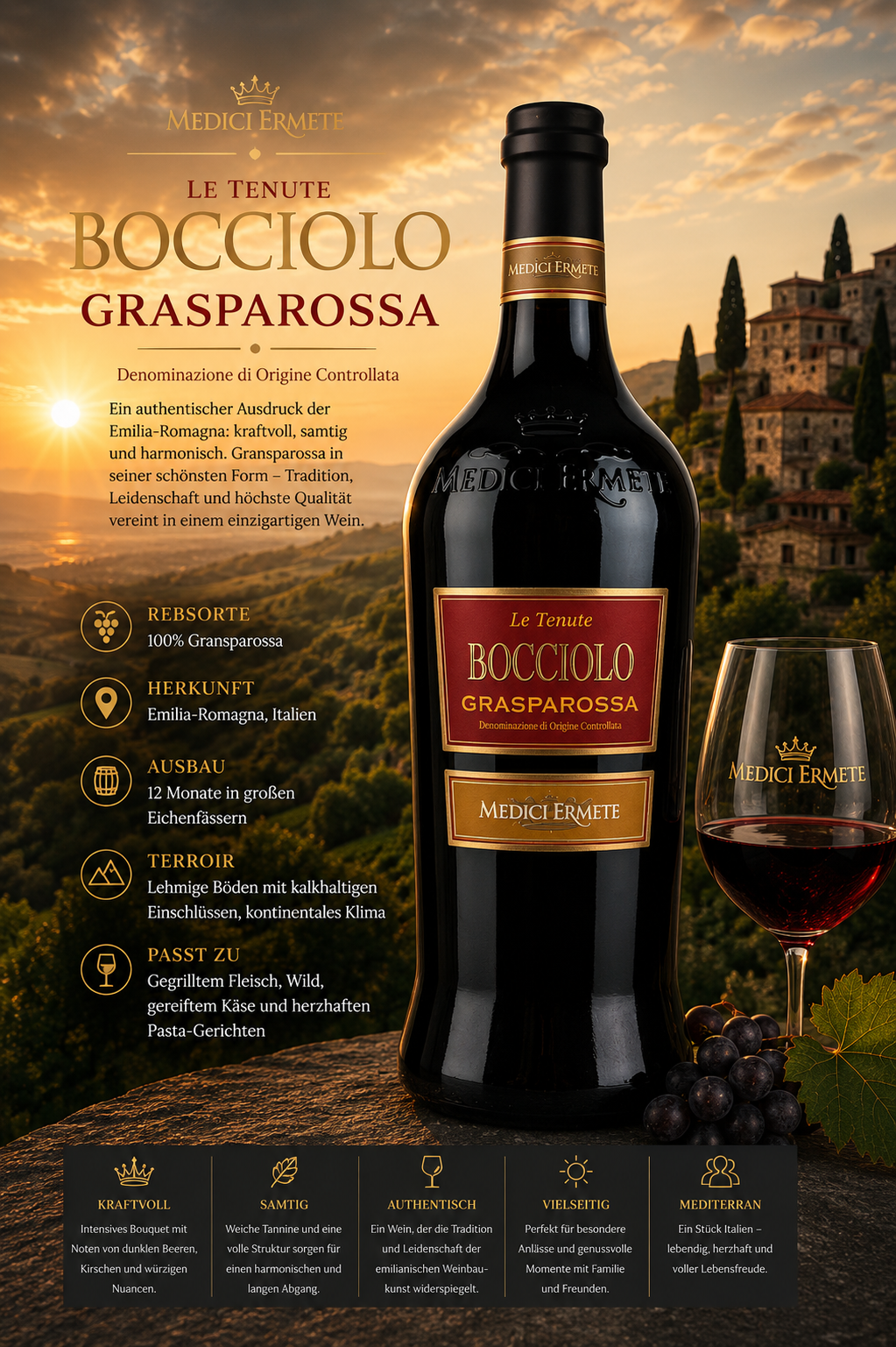 Wein, Rotwein, Grasparossa, Italien, Flasche