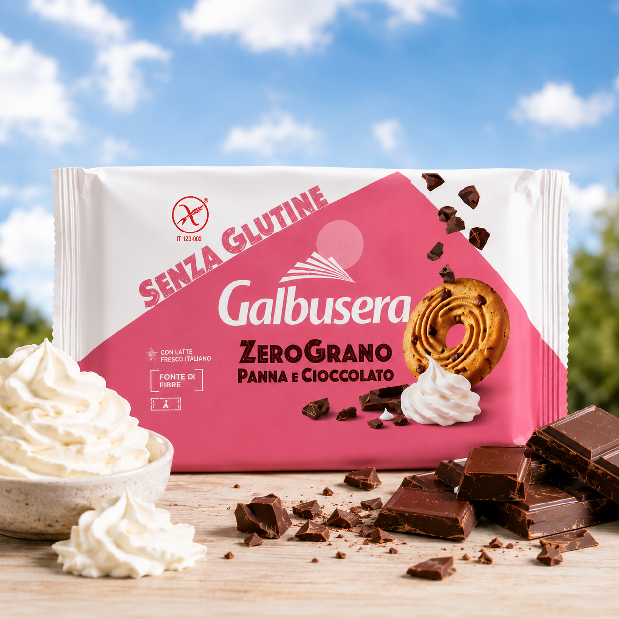 glutenfrei, Schokokeks, Zerograno, Panna e Cioccolato, Keksverpackung