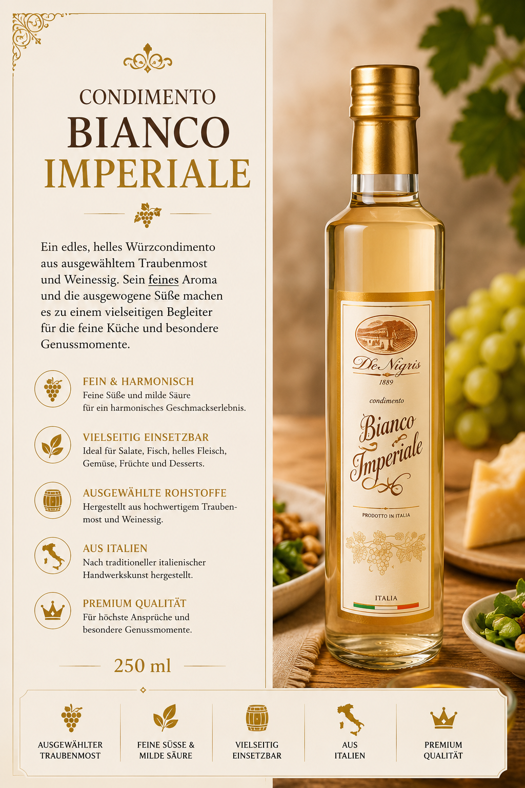 Würzöl, Weinbrand, Bianco Imperial, Traubmost, Italienisches Öl