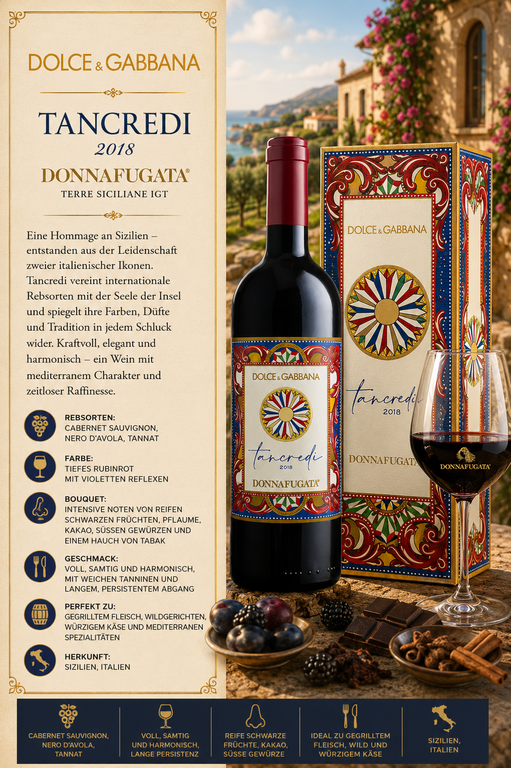 Wein, Rotwein, Dolce & Gabbana, Tancredi, Donnafugata