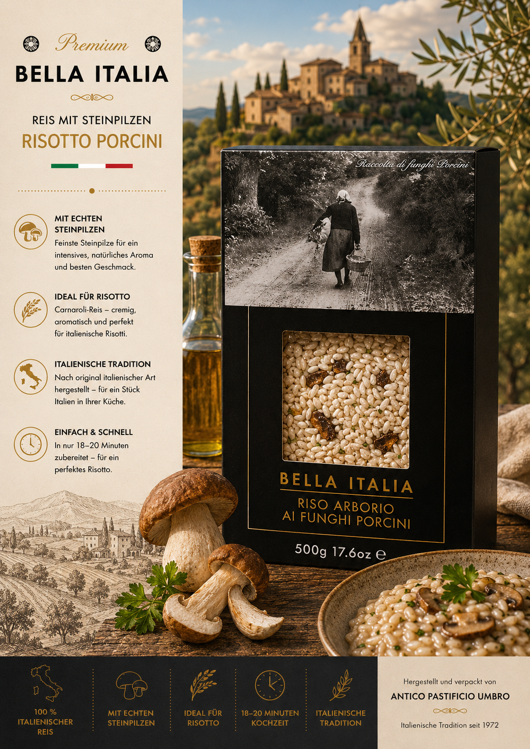 Risotto, Reis, Arborio, Porcini, Maron