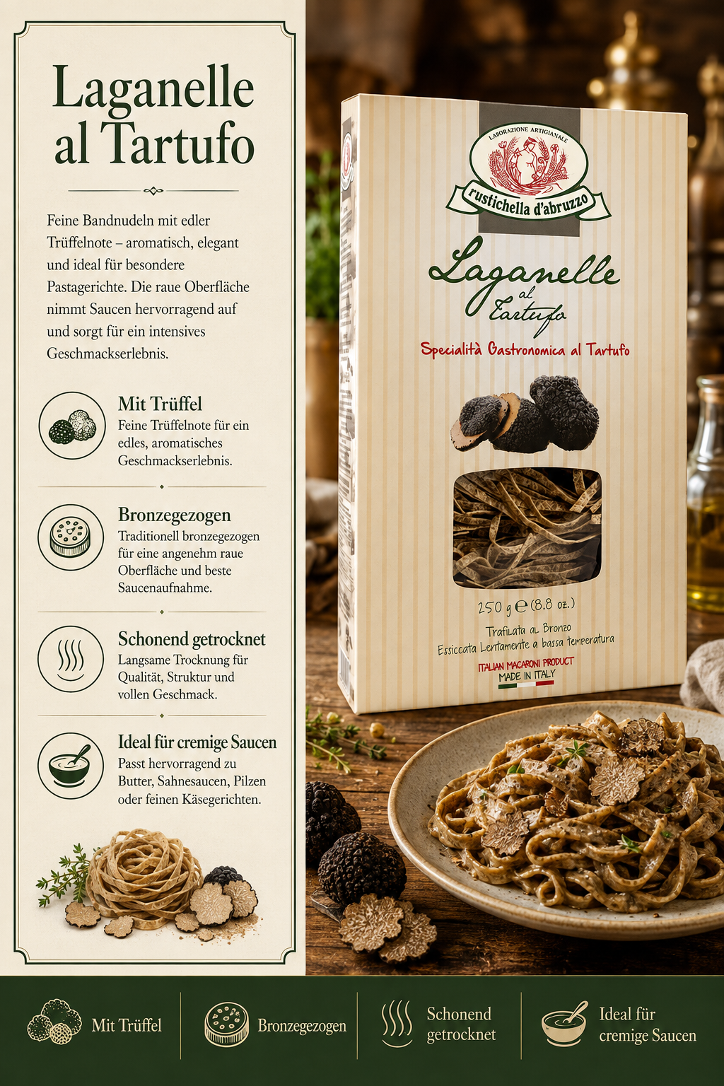 Pasta, Laganelle al Tartufo, Trüffel, Nudeln, Pasta-Sauce