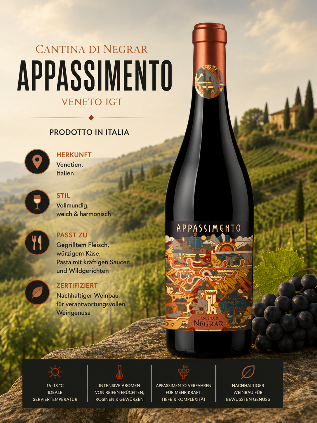 Wein, Rotwein, Flasche, Etikett, Italien