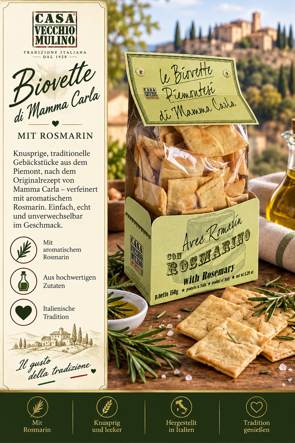 Knusprige Snacks, Bite‑Size, Rosmarin, Italienische Tradition, Backware