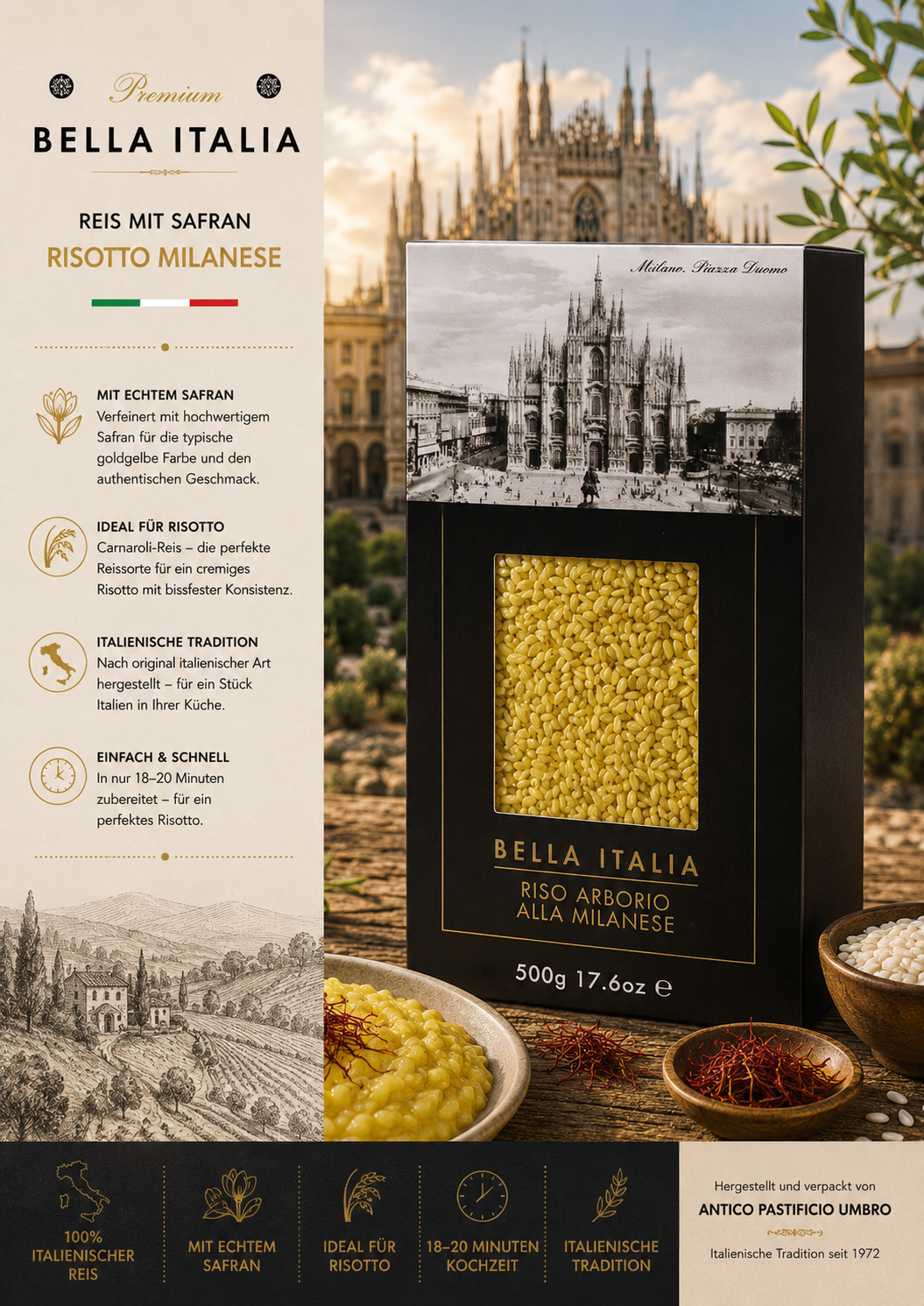 risotto, Safran, Milano-Reis?, italienischer Reis, 500 g Reis