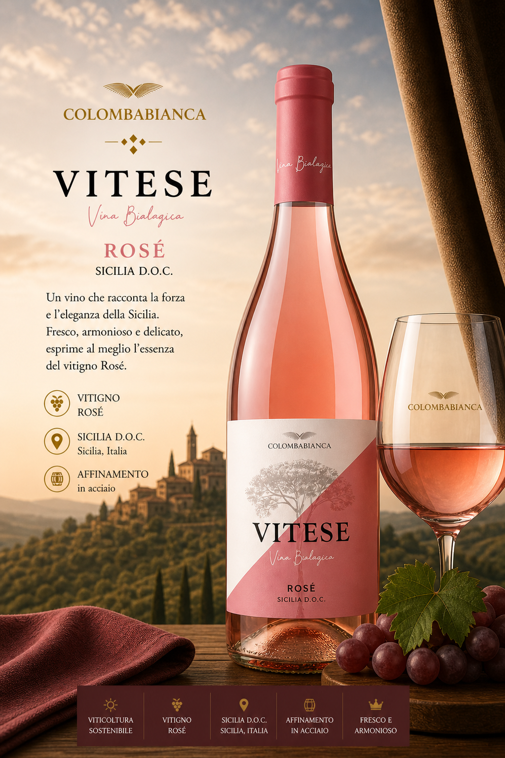 Wein, Rosé, Flasche, Glas, Italien