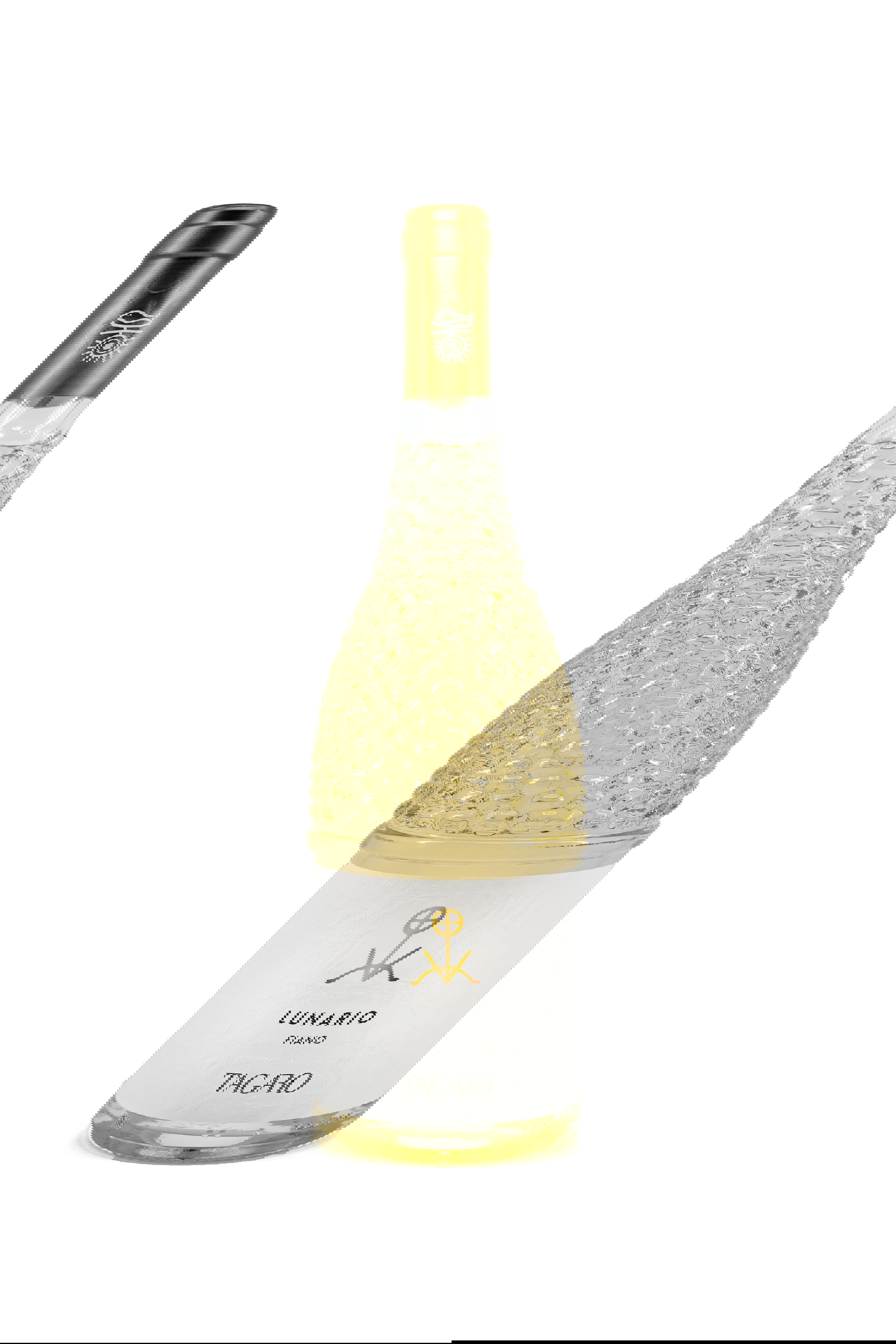 Sektflasche, Weißwein, Glasflasche, goldene Flasche, Patternierte Textur