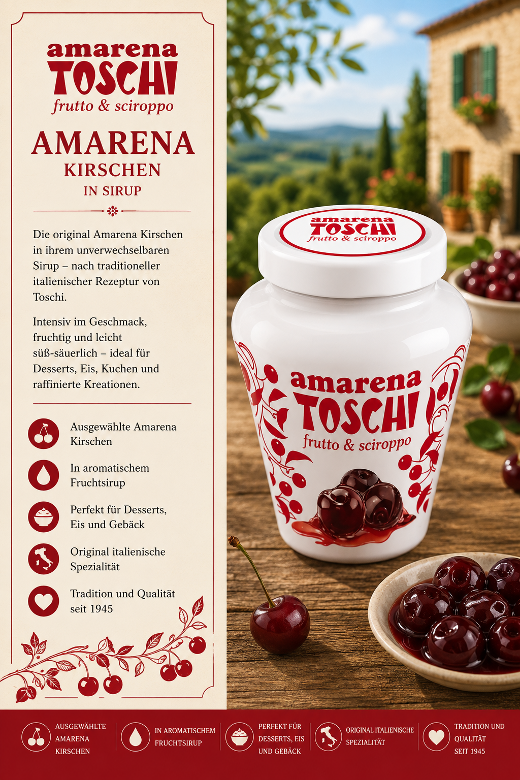 Kirschsirup, Kirschen, Frucht, Gläser, Desserts