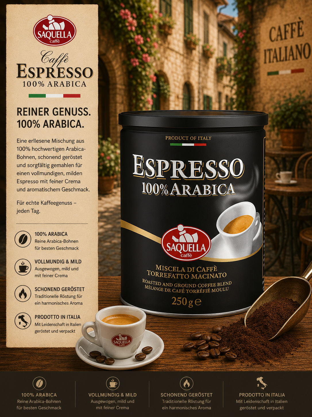 Espresso, Arabica, Kaffee, Dosenverpackung, Italien