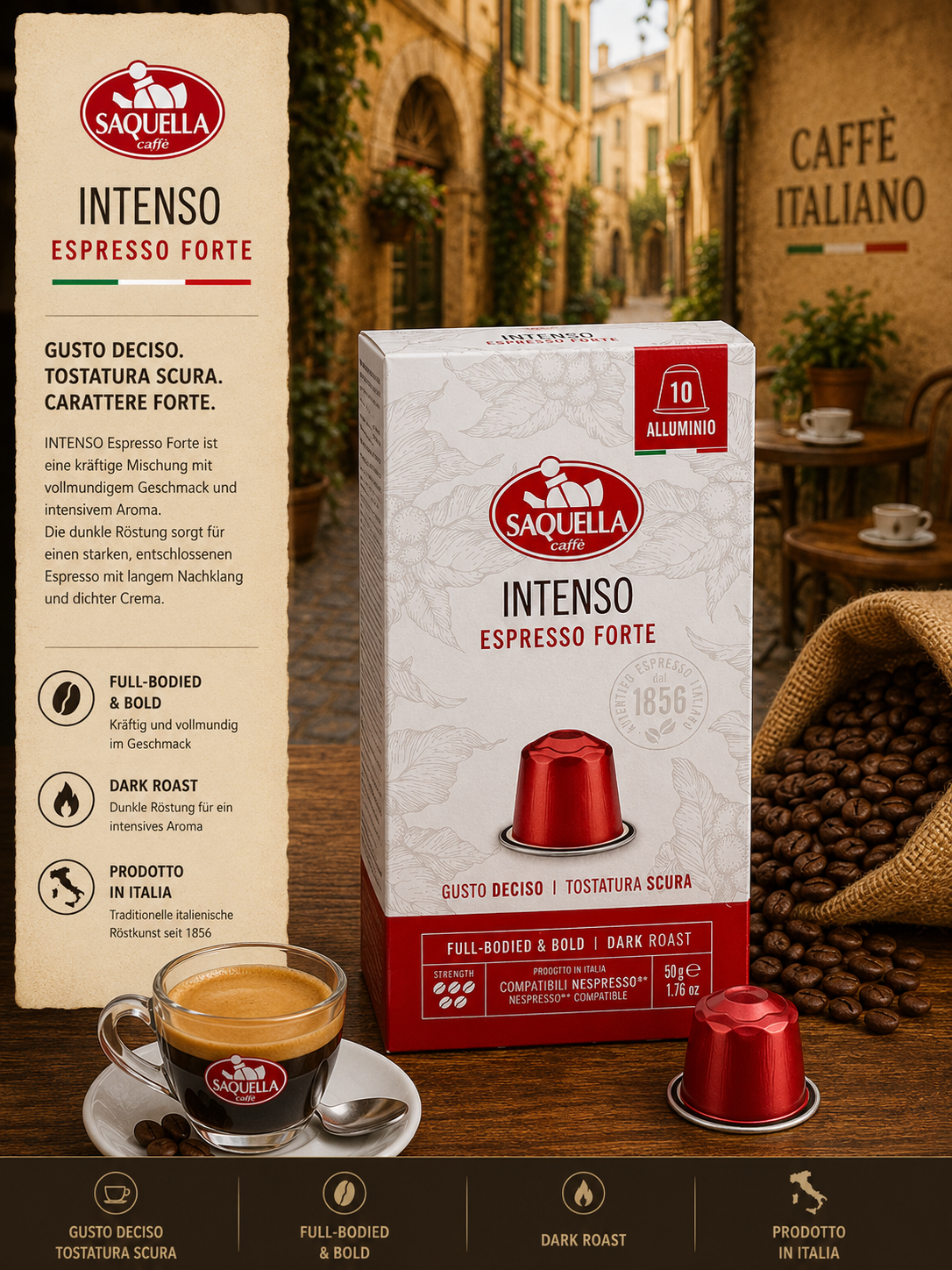 Kaffee, Espresso, Intenso, Kapseln, Italienische Röstung