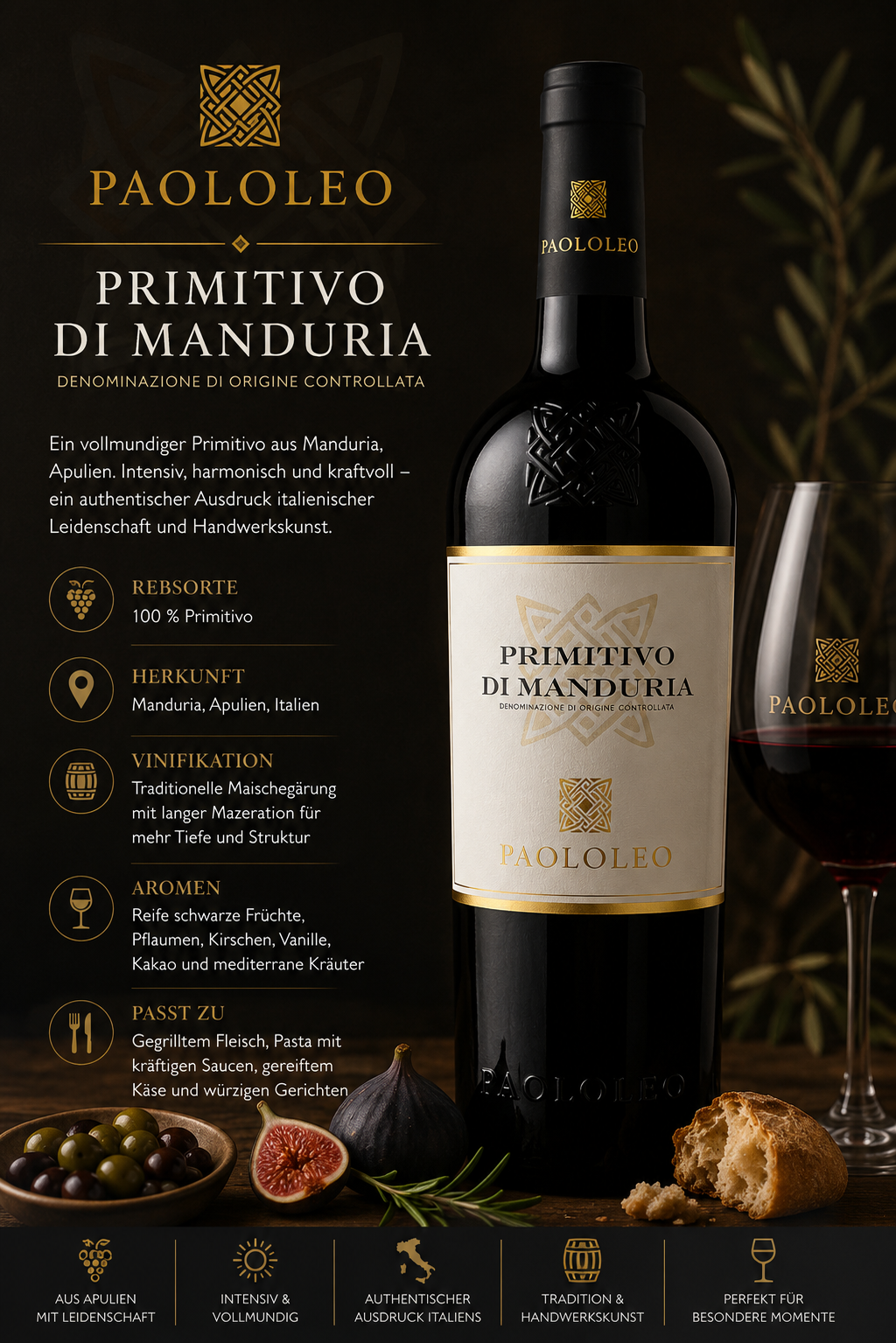 wein, rotwein, manduria, primitivo, flasche
