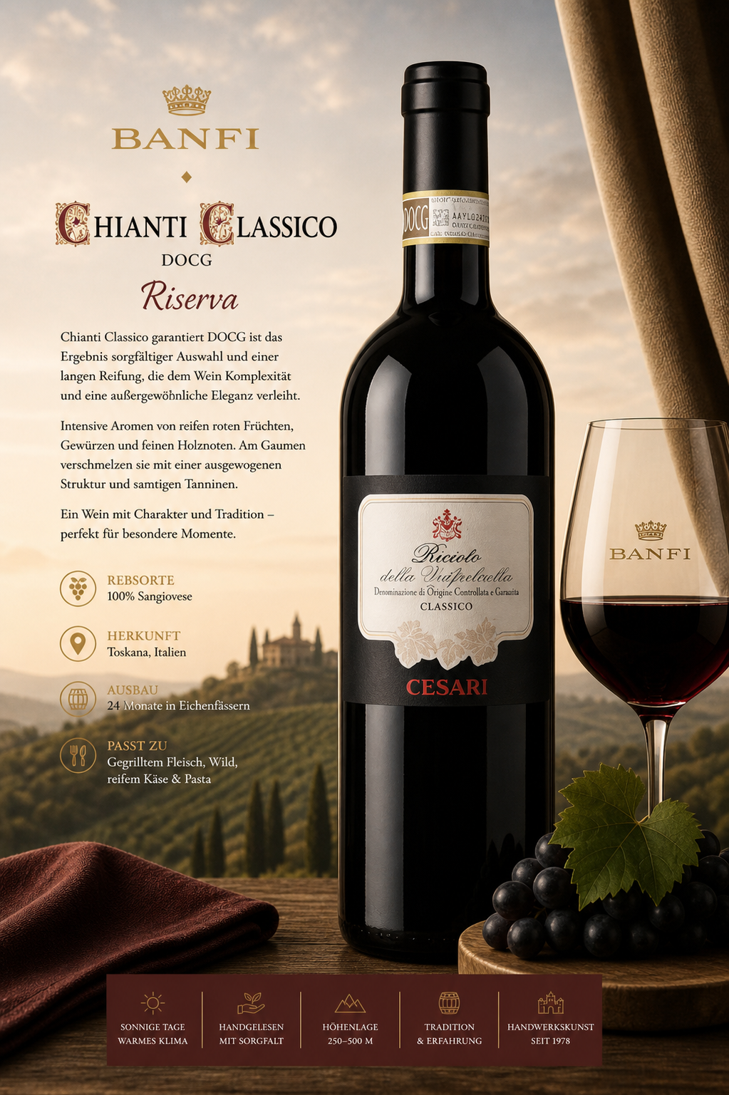 Rotwein, Italienisch, Flasche, Chianti, Etikett