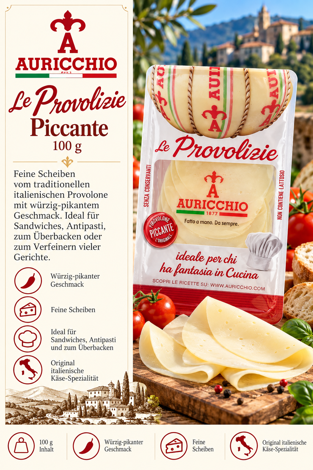 Käse, Käsescheiben, Italienisch, Provolone, Piccante