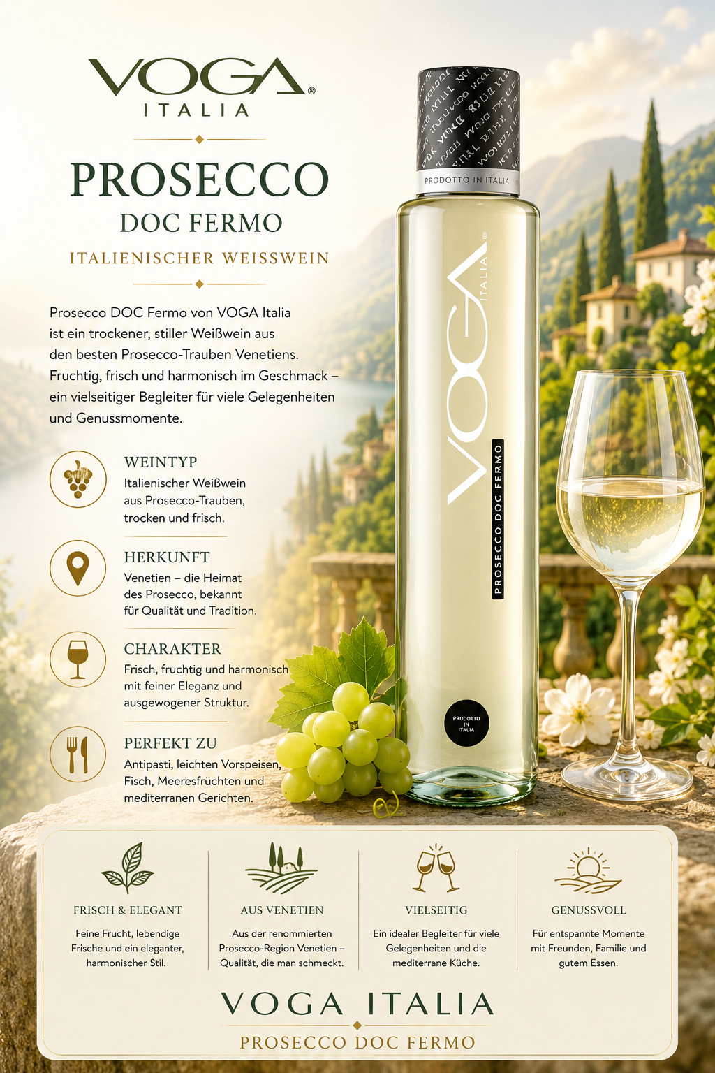 Prosecco, Weißwein, Prosecco DOC, VOGA Italia, Flasche