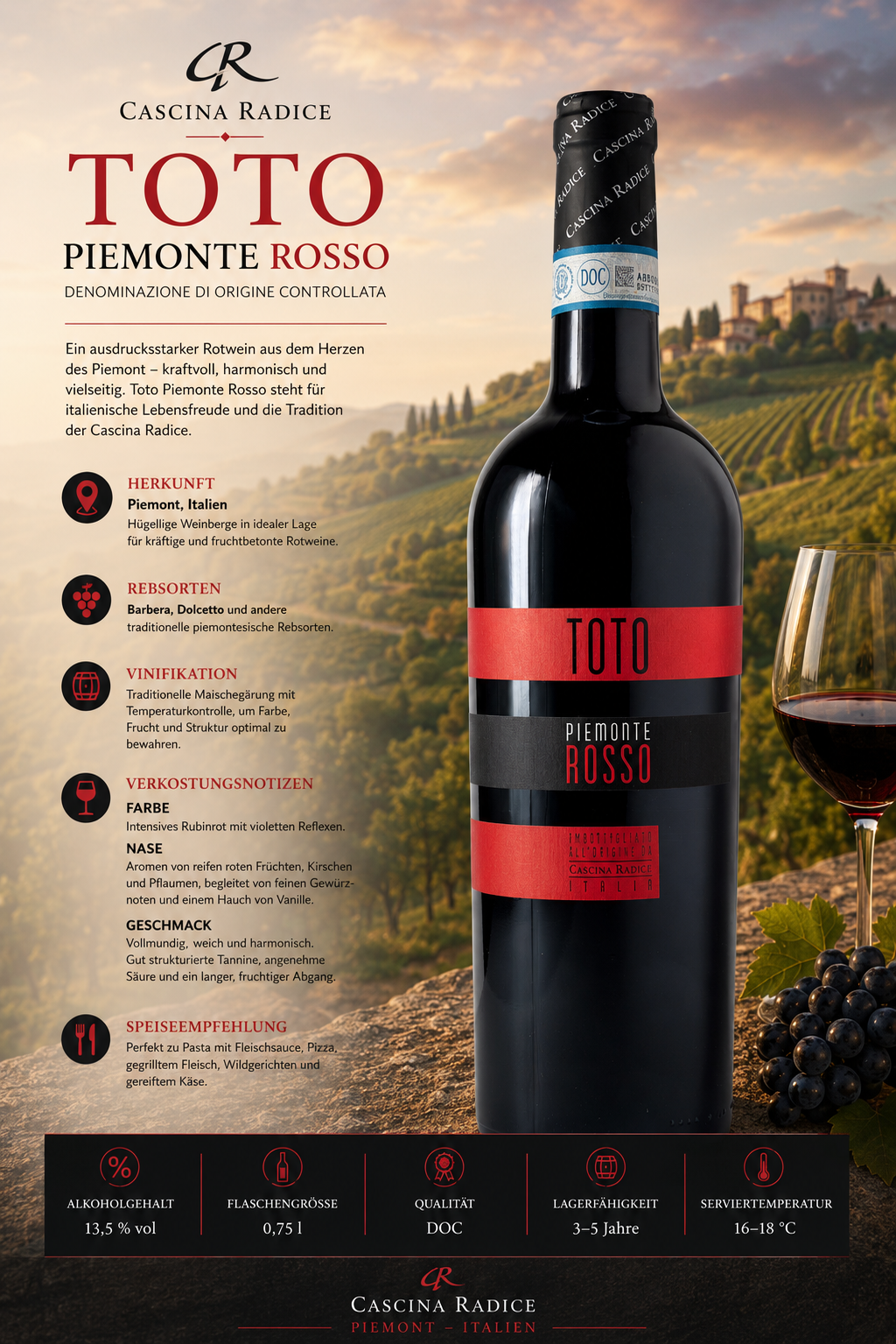 rotwein, italienische weinrebsorte, piemont, barrique, DOC