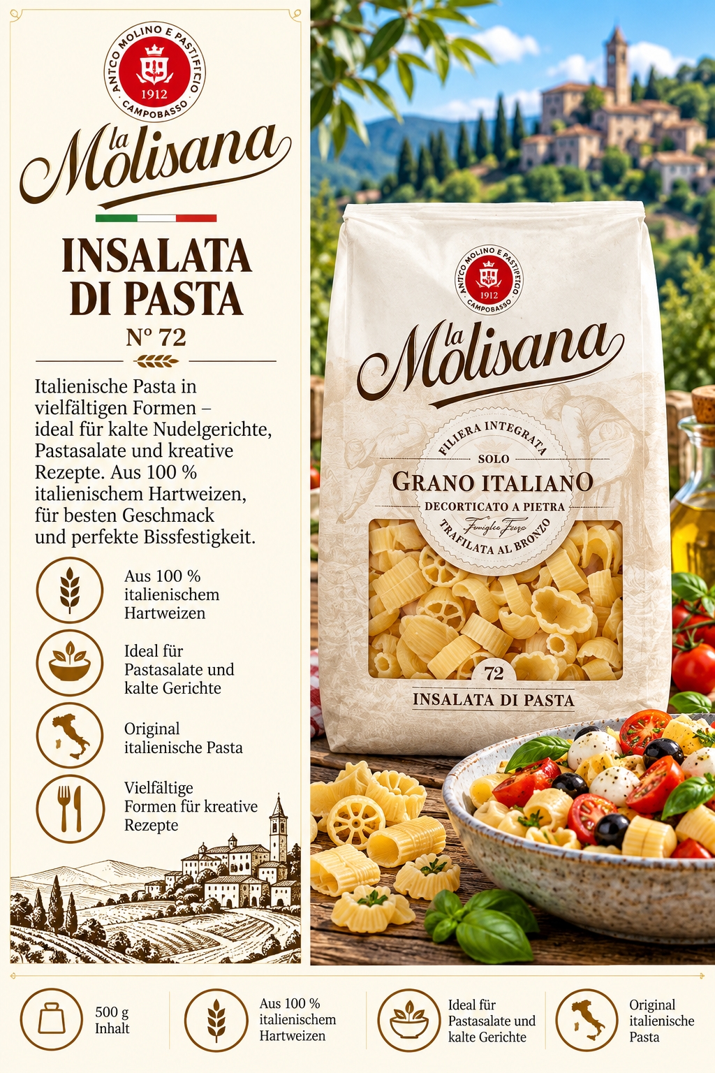 Pasta, Insalata di pasta, Grano italiano, Hartweizen, Nudeln