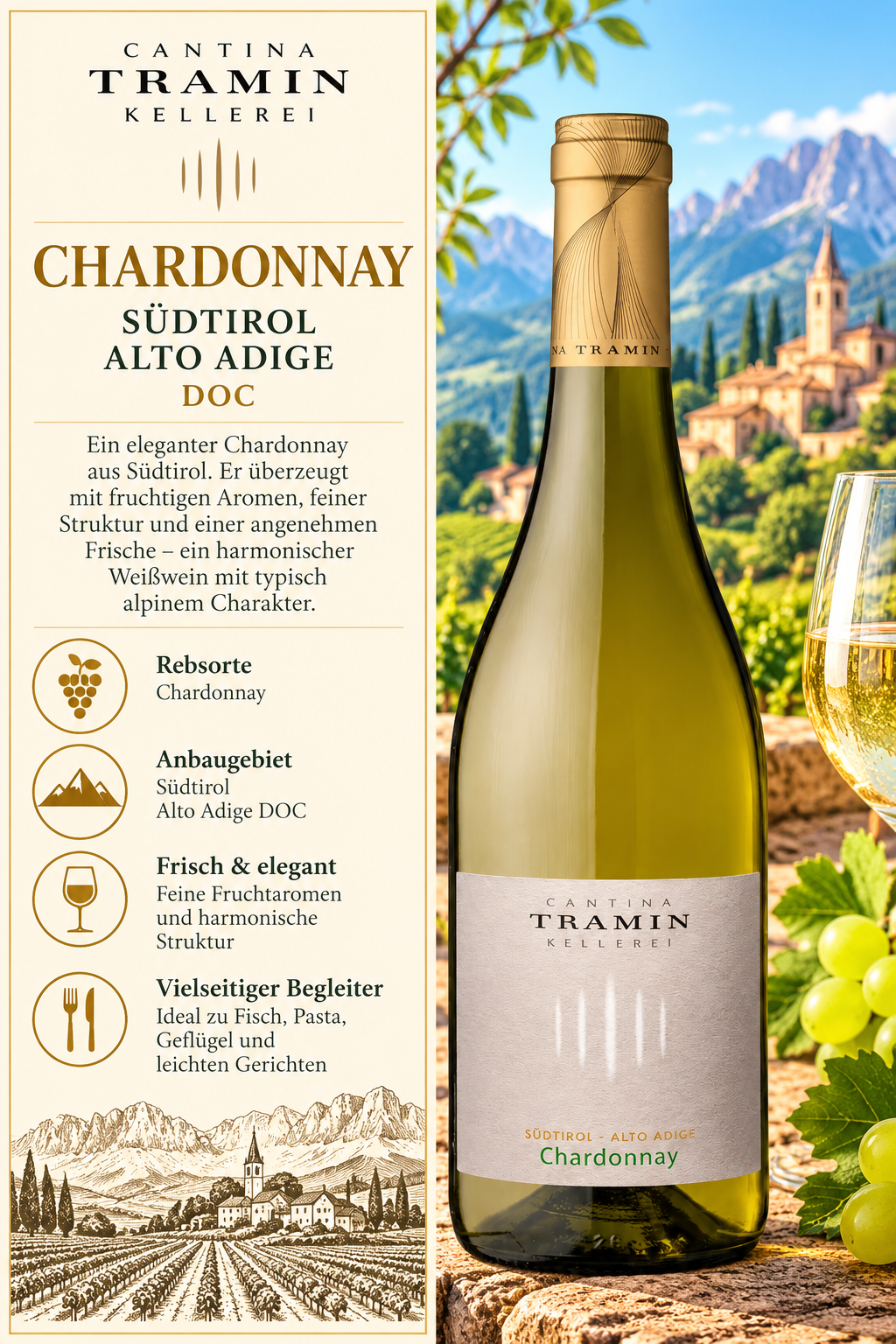 Chardonnay, Weißwein, Südtirol, Alto Adige, DOC