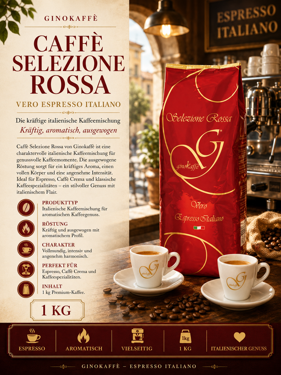Kaffee, Kaffeebohnen, Espresso, Italienisch, 1 kg