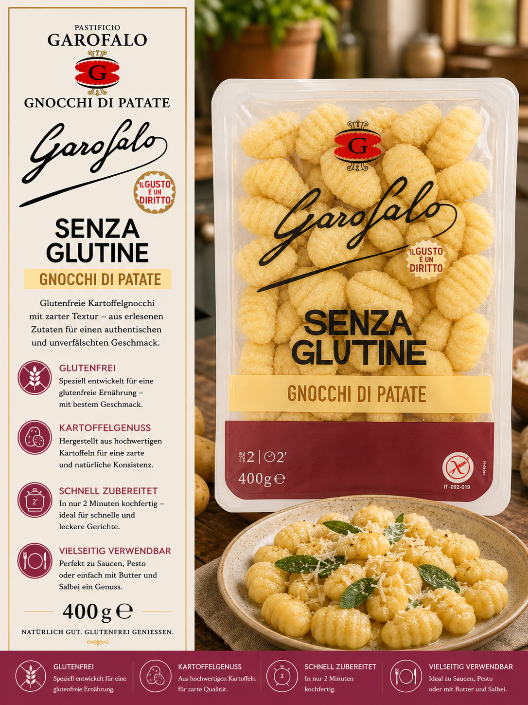 gnocchi, glutine, senza glutine, patate, pasta