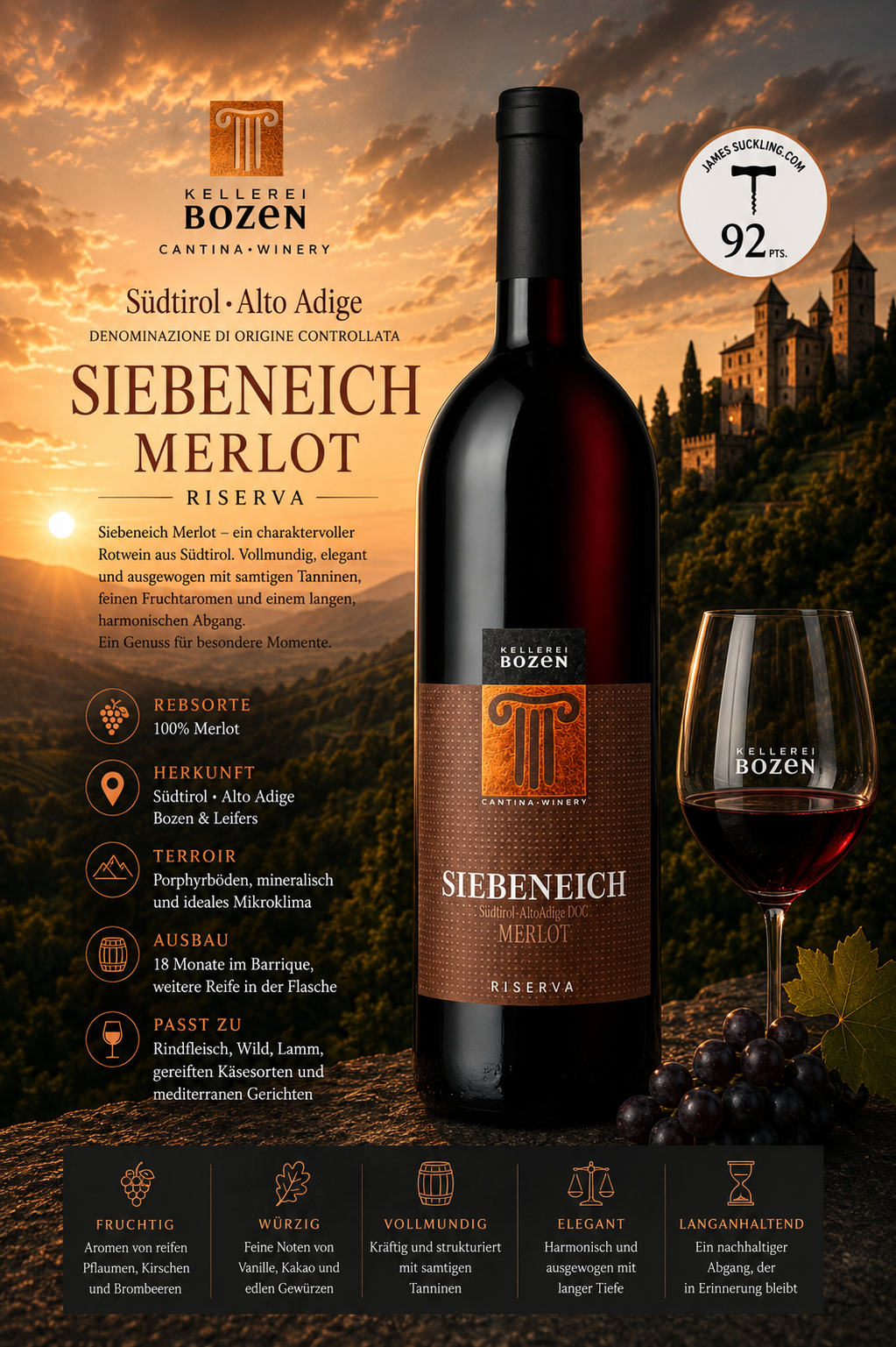 Merlot, Rotwein, Siebeneich, Riesling?, Kelleri Bozen