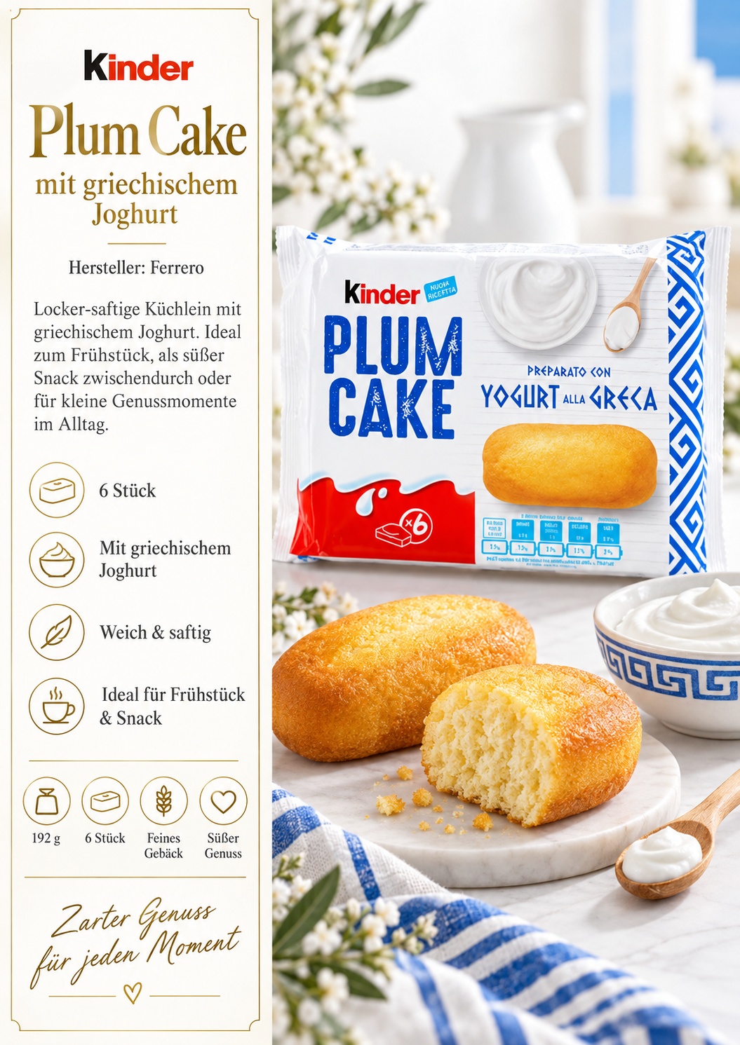 Plum Cake, Gibelkuchen, Griechischer Joghurt, Joghurt, Snack