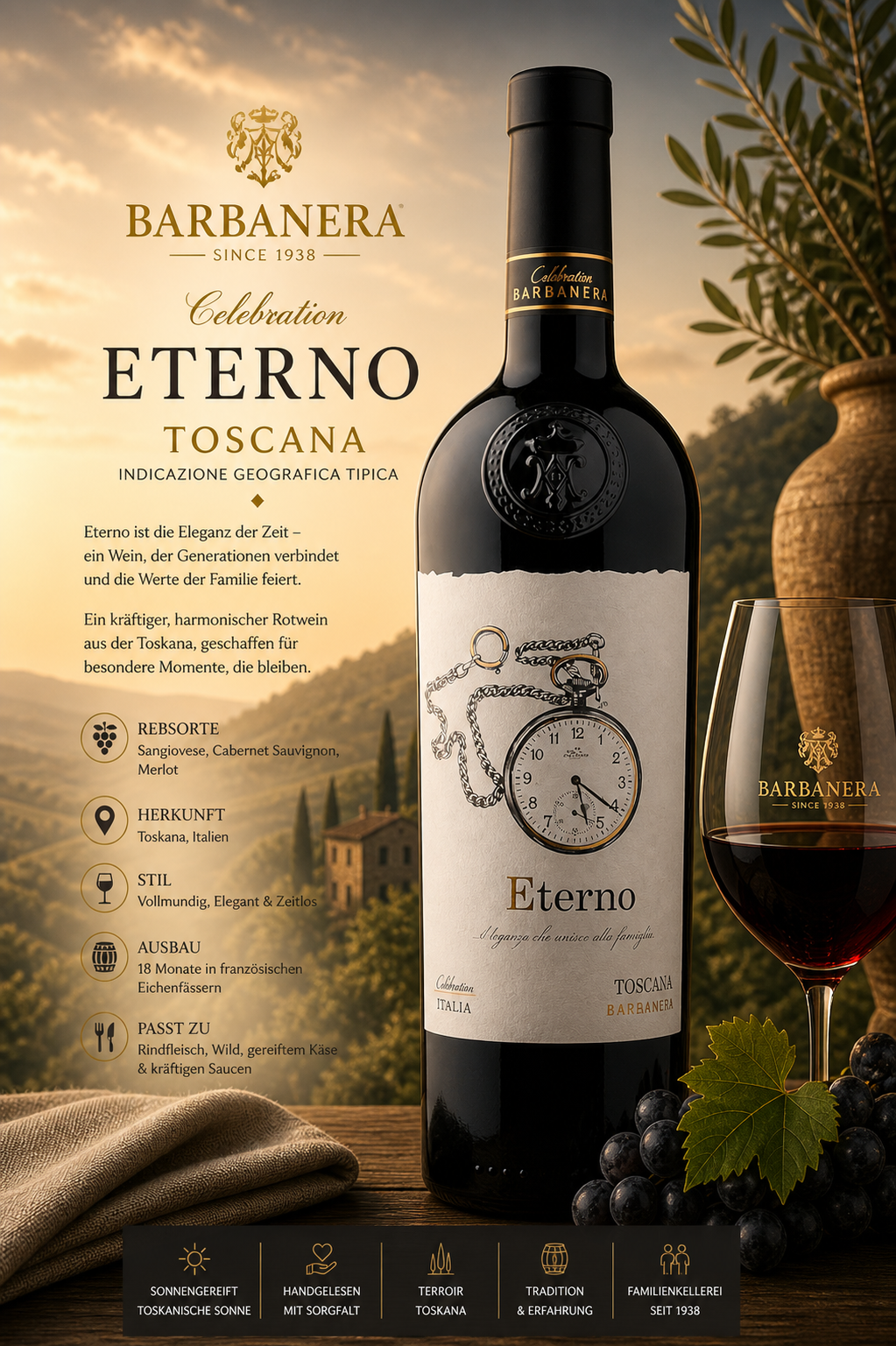 Wein, Rotwein, Barbera, Toskana, Flasche