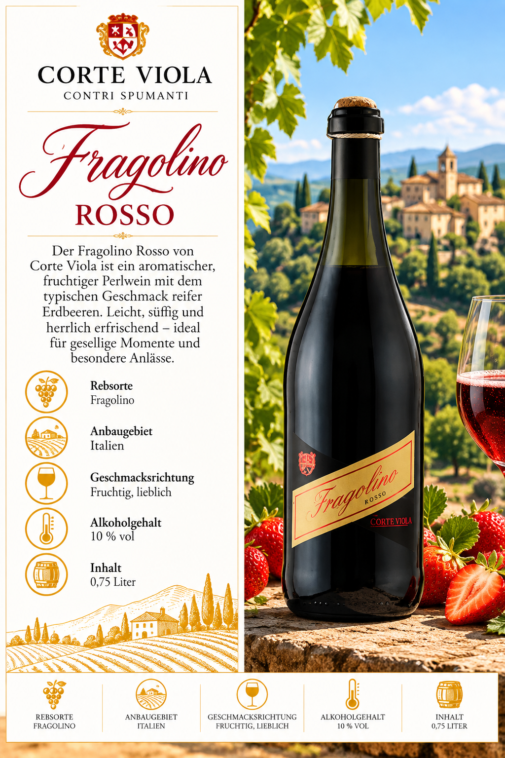 Wein, Rosso, Fruchtig, Italien, 0,75 Liter