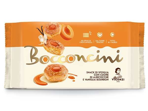 Blätterteiggebäck Bocconcini mit Aprikose-Vanillecremefüllung 90g | Vicenzi